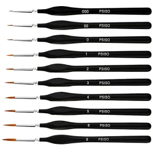 10 PCS Miniature Paint Brushes Kit, Fine Detail Painting Brush Micro Professional Tiny Paints Brush Set for Watercolor, Oil, Face, Acrylic, Nail, Line Drawing, Scale Model Painting, by PSISO