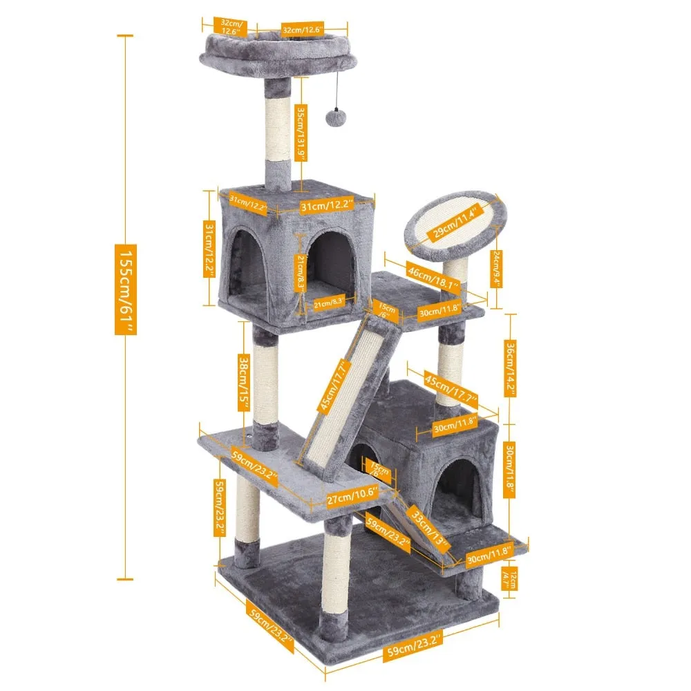 155cm Grey Cat Tree House