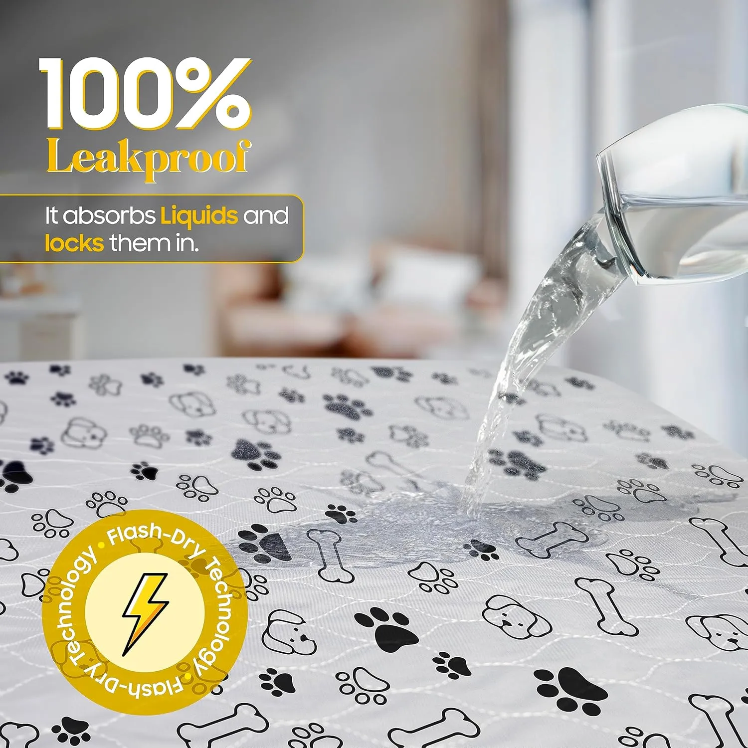 2 Pack 31x36 Washable Pee Pads for Dogs with Grooming Glove, Non-Slip Puppy Pads, Absorbent & Pleasant Endure Reusable Pee Pads for Dogs - Ideal for Pet Training & Floor Protection