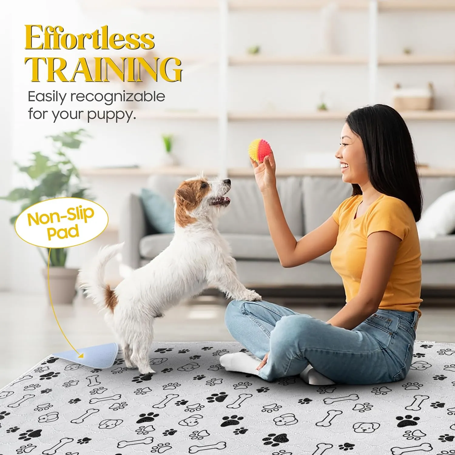 2 Pack 31x36 Washable Pee Pads for Dogs with Grooming Glove, Non-Slip Puppy Pads, Absorbent & Pleasant Endure Reusable Pee Pads for Dogs - Ideal for Pet Training & Floor Protection