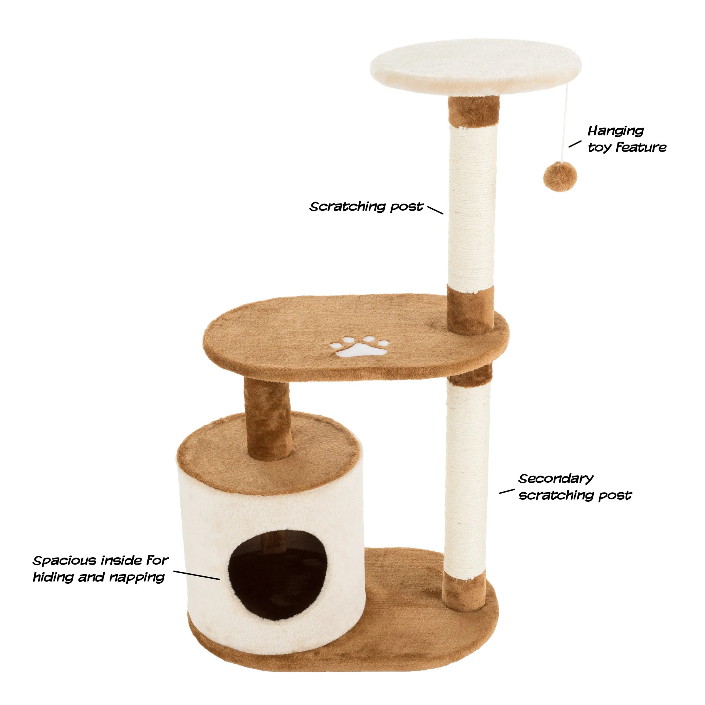 3-Tier Cat Tower with Scratch Posts