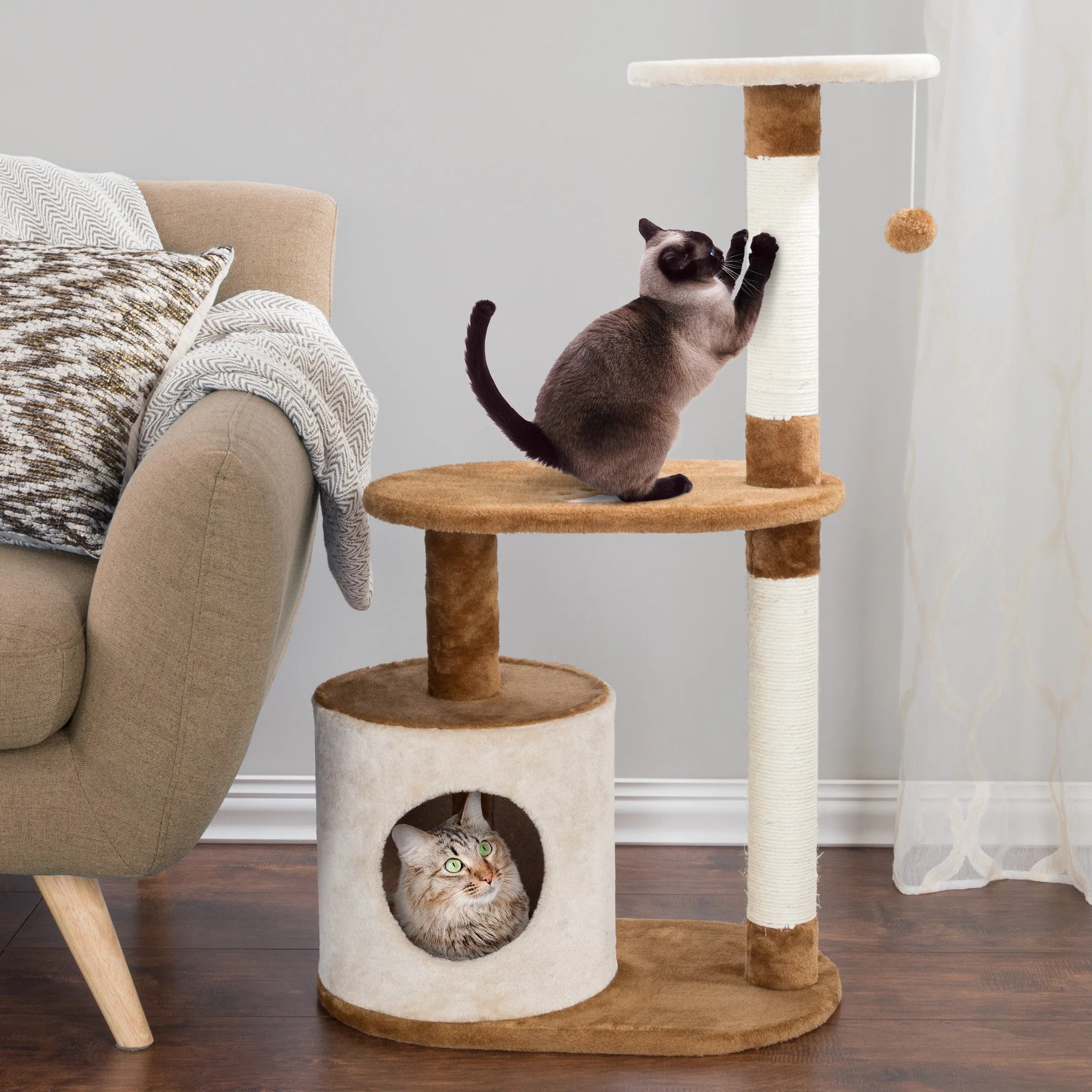 3-Tier Cat Tower with Scratch Posts
