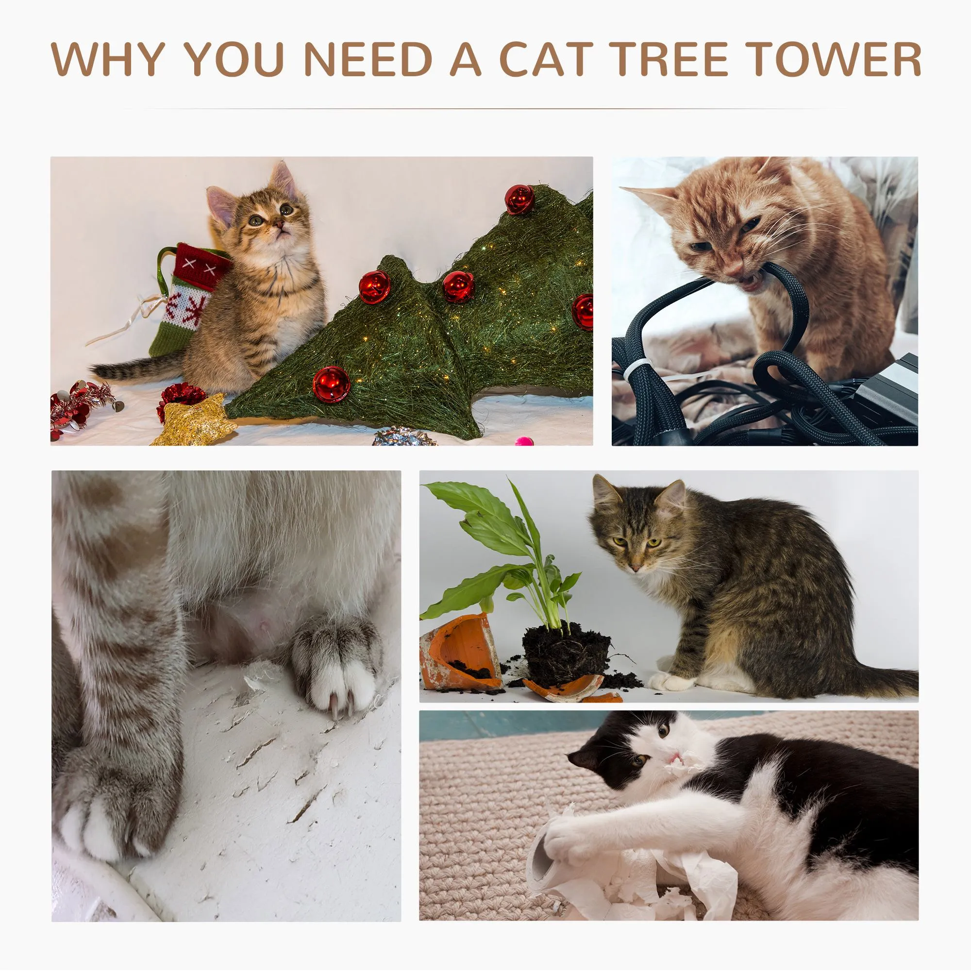 65cm Cat Tree, Cat Tower for Kittens, Small Cat Condo with Sisal Scratching Posts, Hanging Rope, Perches - Grey