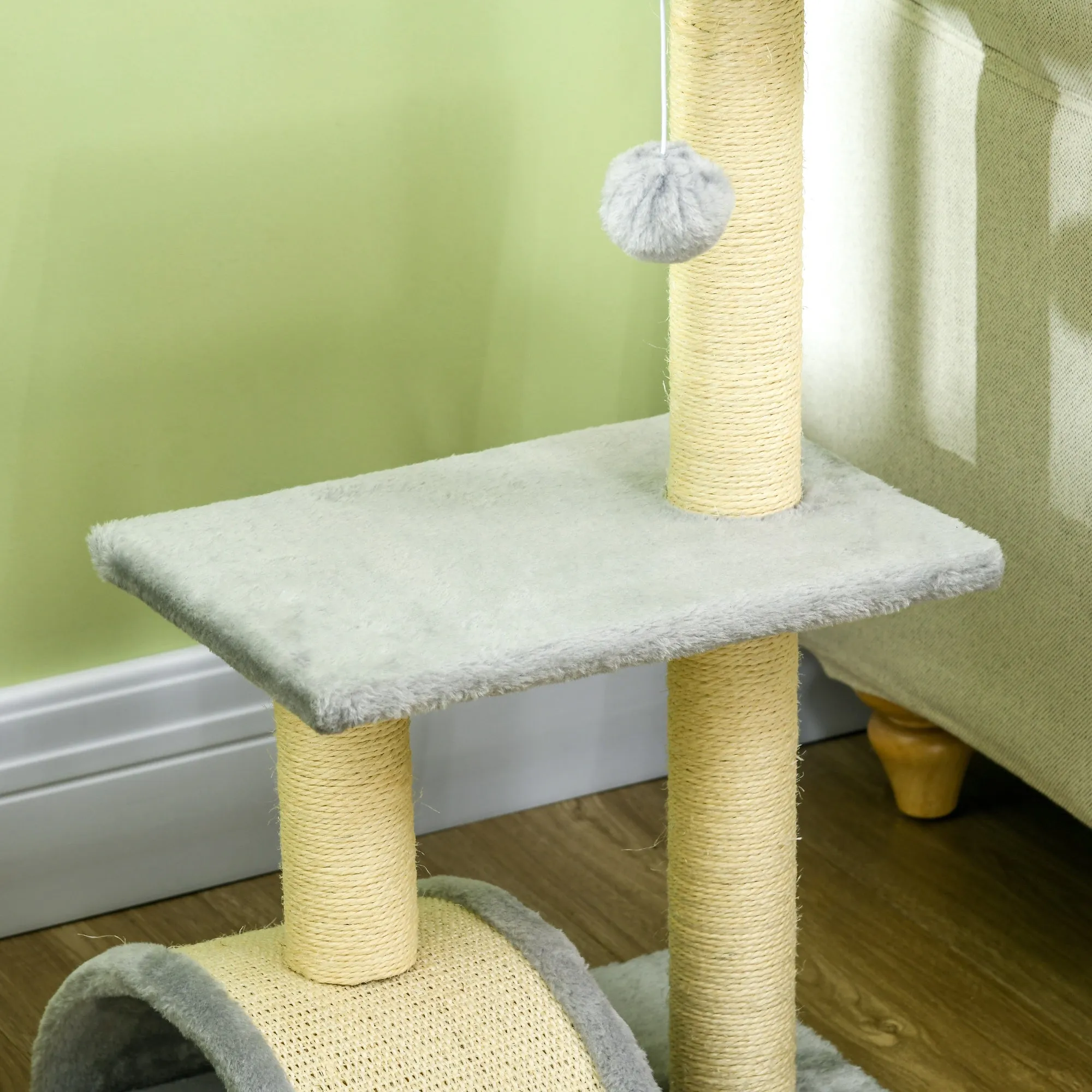 72cm Cat Tree with Scratching Post, Pad for Indoor Cats - Light Grey