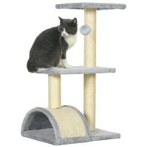 72cm Cat Tree with Scratching Post, Pad for Indoor Cats - Light Grey