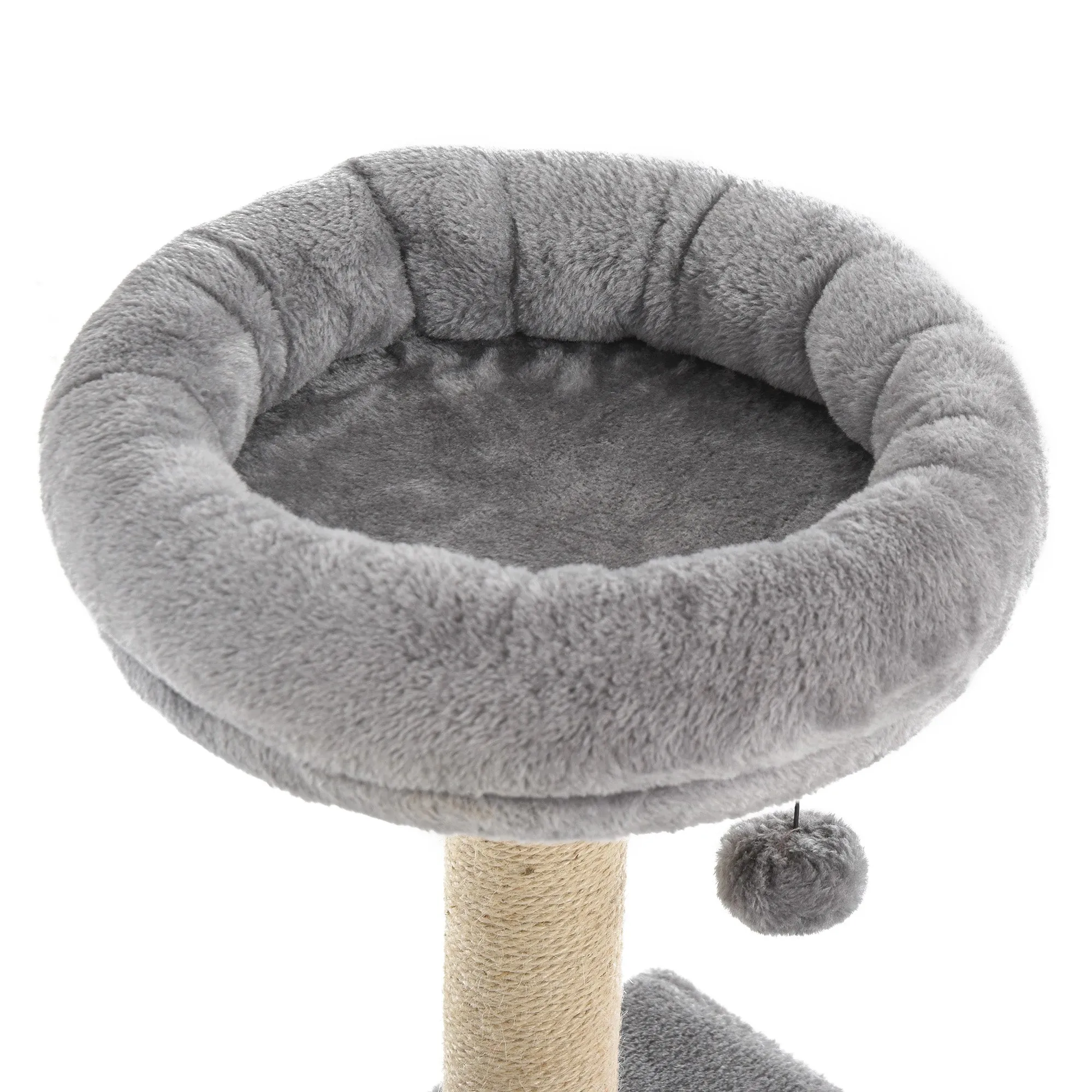 96cm Cat Tree for Indoor Cats Condo Sisal Scratching Post Cat Tower Kitten Play House Dangling Ball Activity Center Furniture Grey