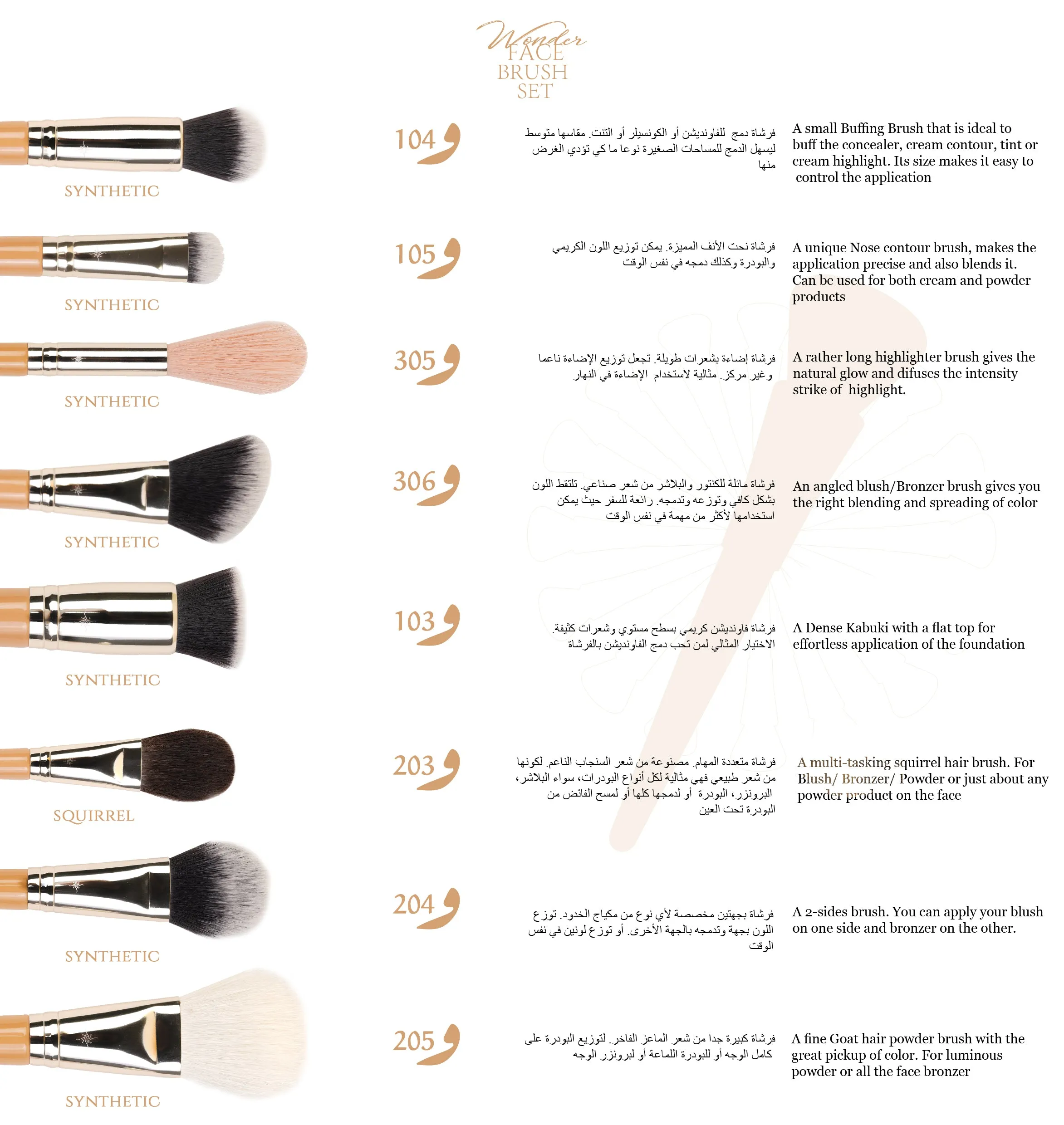 Addoony Face Brush Set  أدوني: طقم فرش الوجه - ٨ فرش متكاملة .