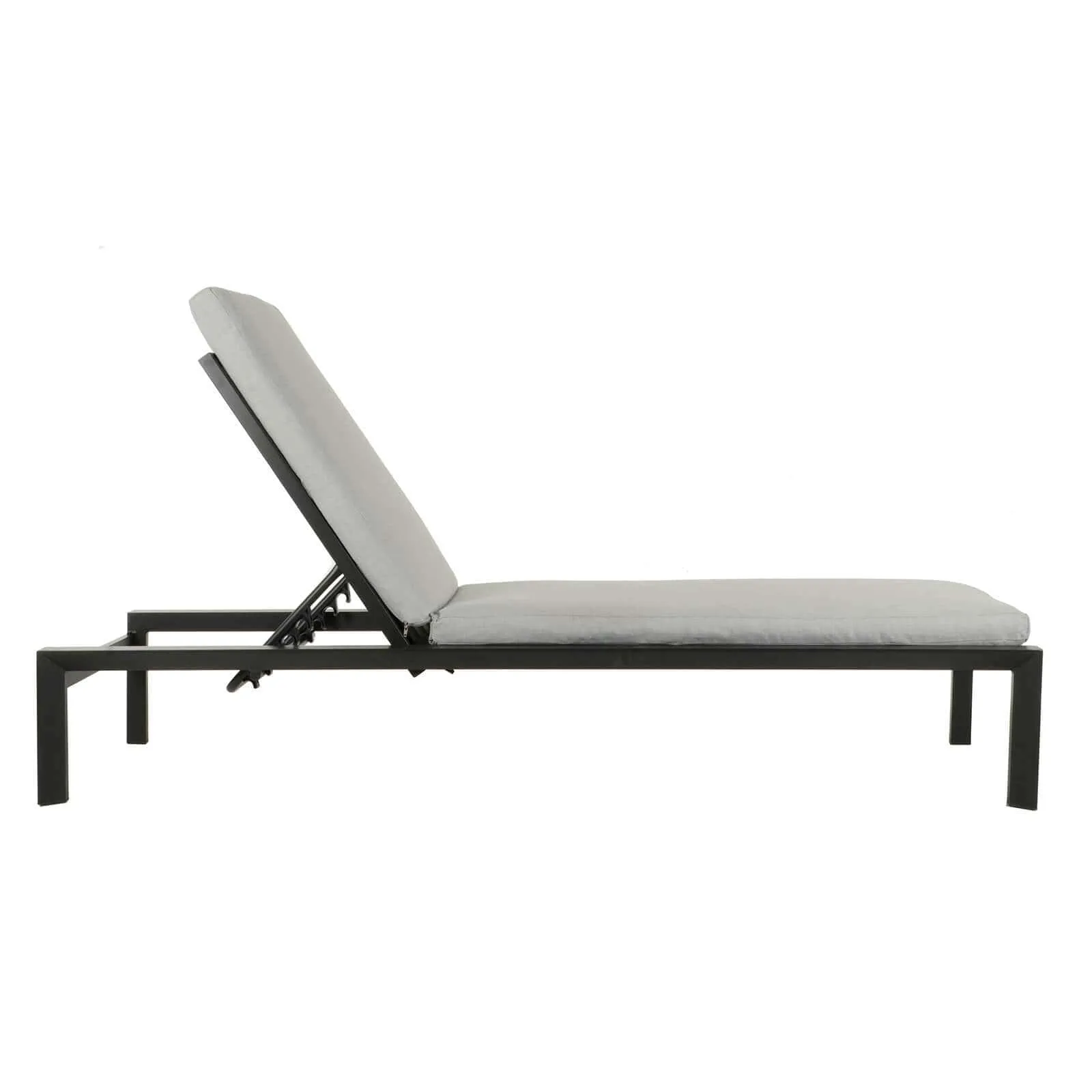 Azuma Grey Sun Lounger Set Garden Recliners Table Aluminium