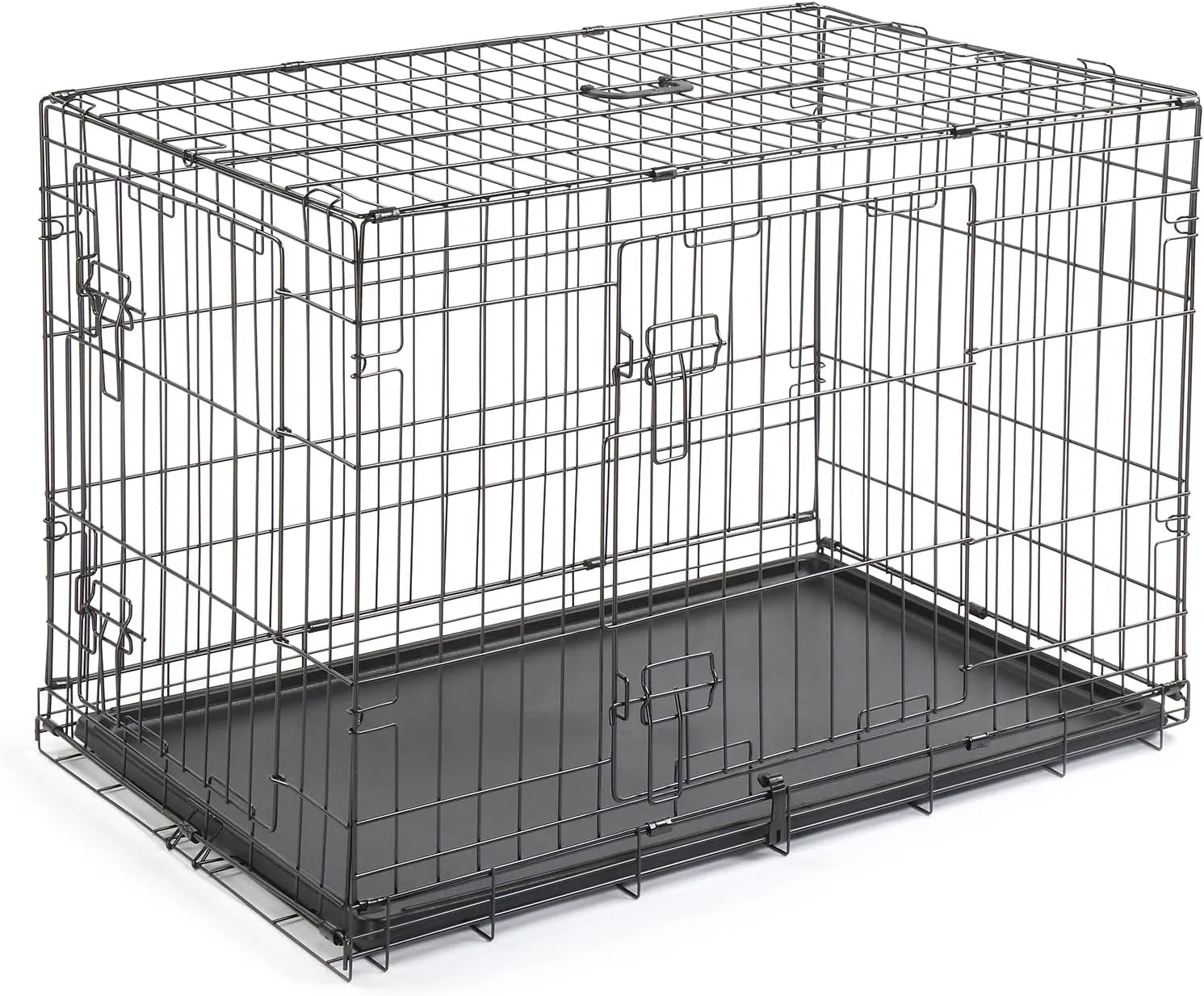 Basic Dog Crate, 30 Inch Metal Dog Kennel, Folding Double Door Dog Cage for Small Dogs, with Leak Proof Tray, Room Divider, Indoor & Outdoor