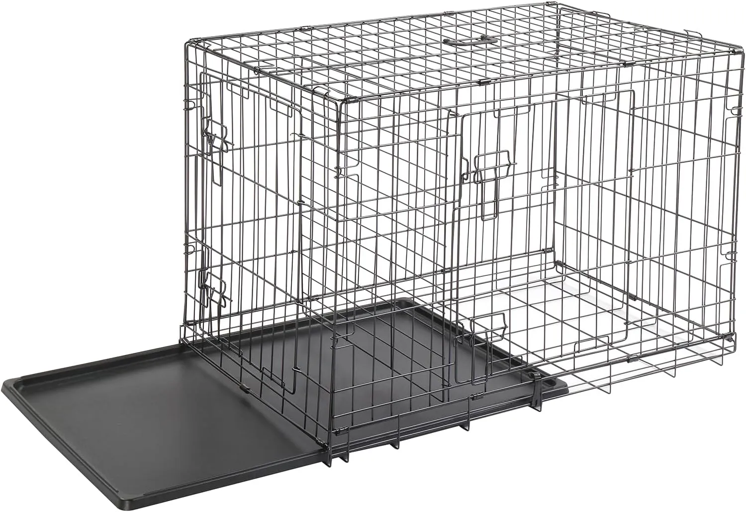 Basic Dog Crate, 30 Inch Metal Dog Kennel, Folding Double Door Dog Cage for Small Dogs, with Leak Proof Tray, Room Divider, Indoor & Outdoor
