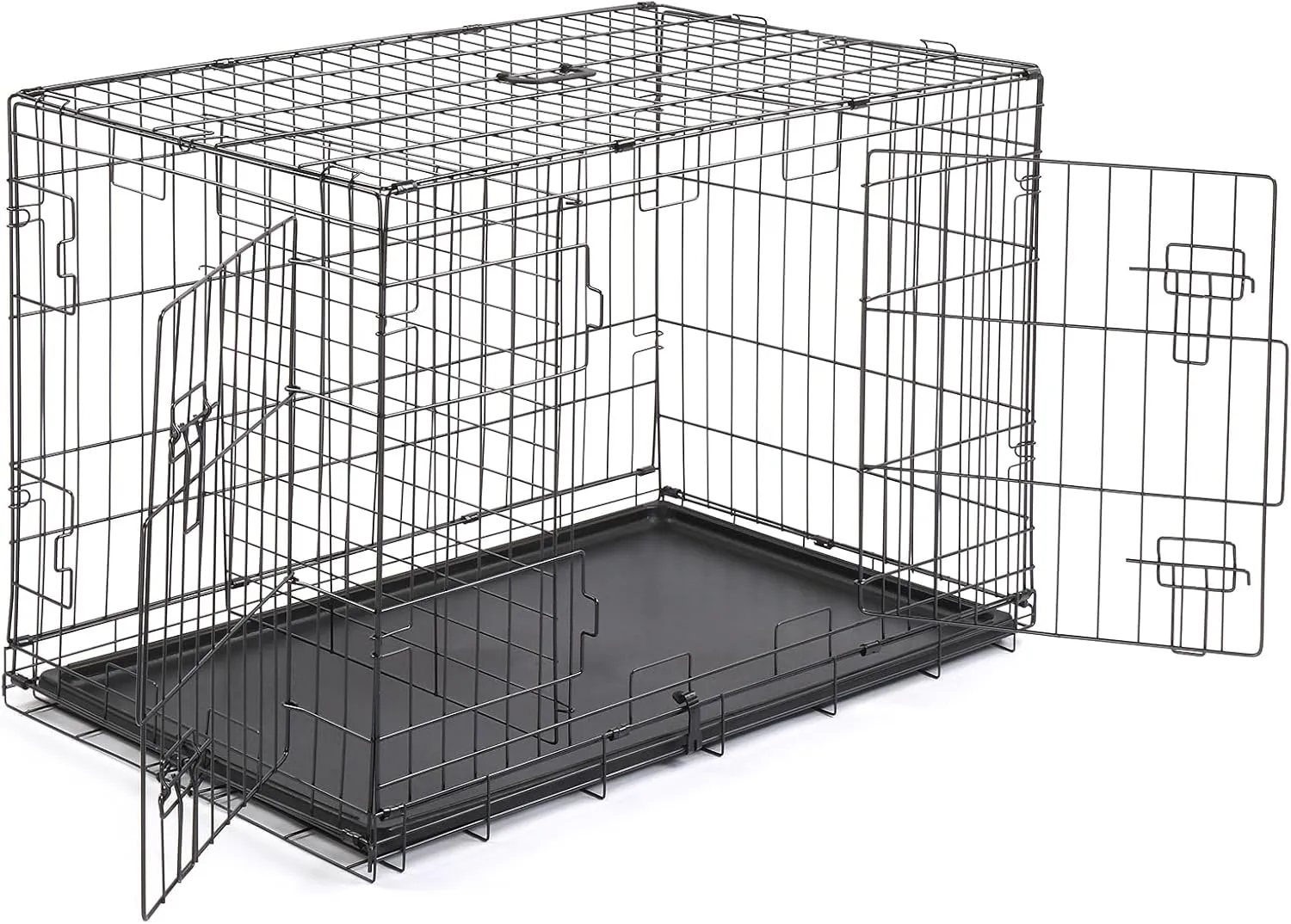 Basic Dog Crate, 30 Inch Metal Dog Kennel, Folding Double Door Dog Cage for Small Dogs, with Leak Proof Tray, Room Divider, Indoor & Outdoor