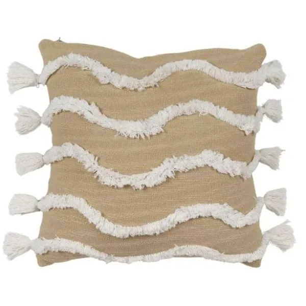 Beige & White Echo Cotton Cushion - 50cm x 50cm
