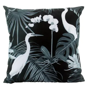 Black & White Stork Outdoor Cushion - 50cm x 50cm
