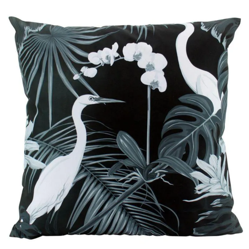 Black & White Stork Outdoor Cushion - 50cm x 50cm