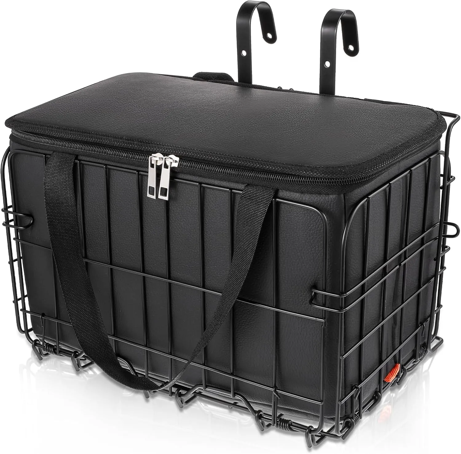 Black Bike Basket Front/Rear Large Foldable Heavy Duty Bicycle Baskets with Removable Liner Bag Strip for Adult Bikes Carrying Small Dogs Cats Pets Grocery Fruit, Large Quick Release Design