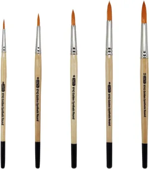 Brush Golden Synthetic Rounds Brushes Set Sizes 2,4,6,8,10