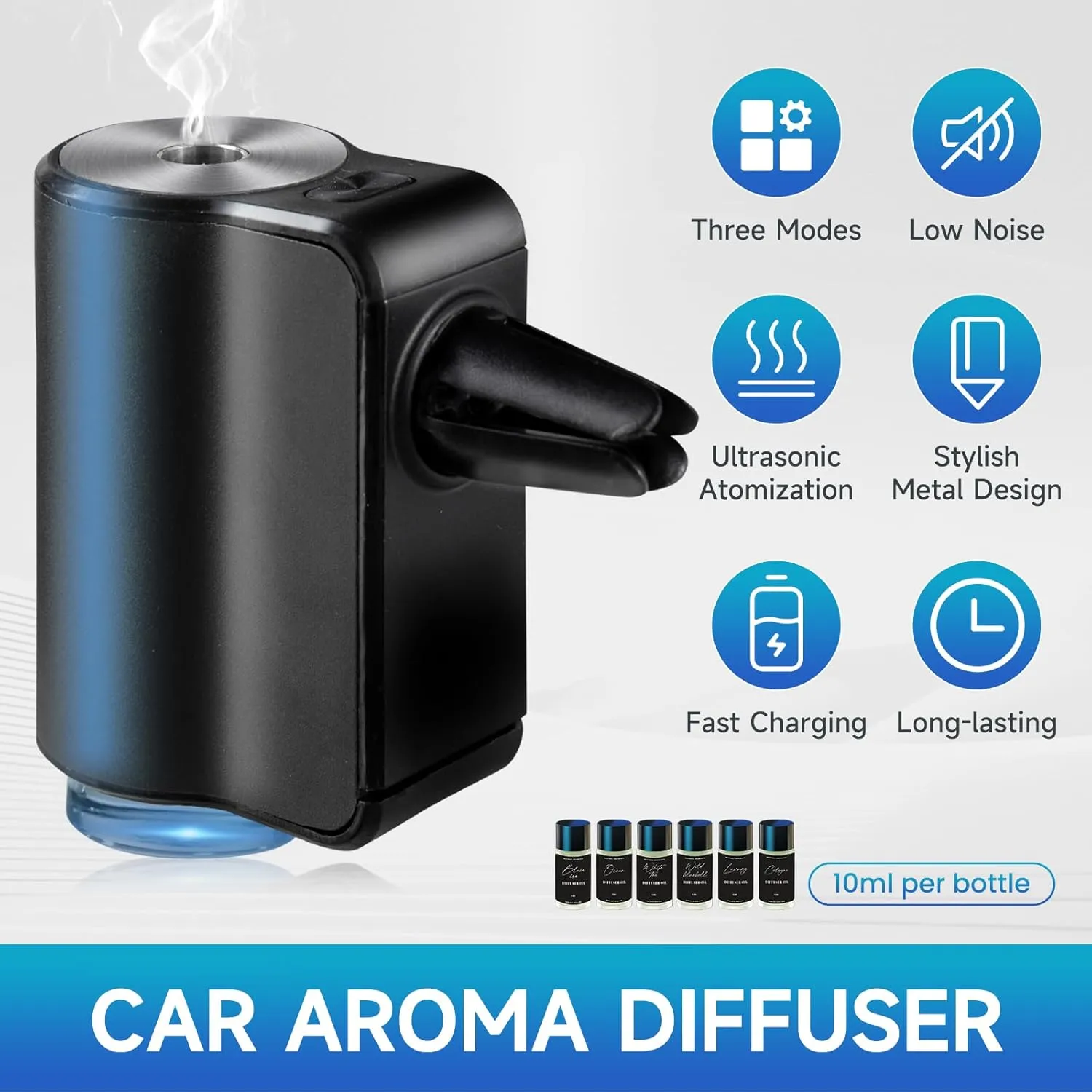 Car Air Freshener, Air Freshener Diffuser Three Adjustable Modes, Aromatherapy Machine Rechargeable (Black)