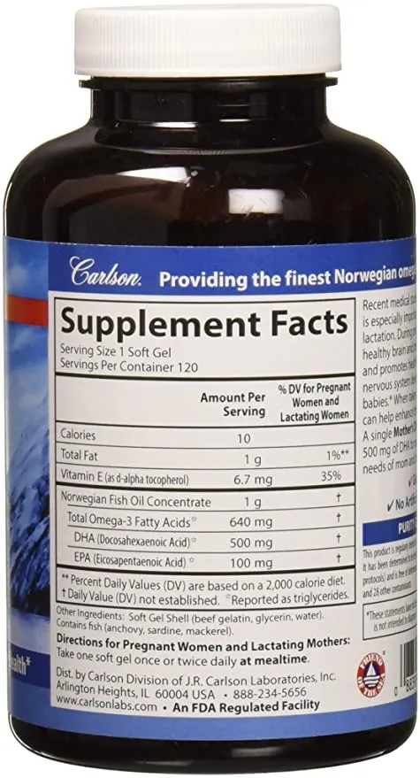 Carlson Mother's DHA, 100 mg, 120 softgels