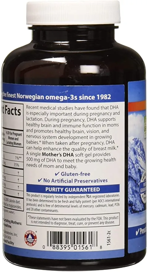 Carlson Mother's DHA, 100 mg, 120 softgels