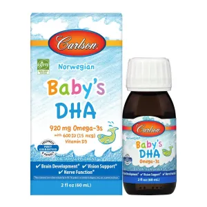 Carlson Norwegian Baby's DHA 1100 mg Omega-3s with Vitamin D3, 2 fl oz