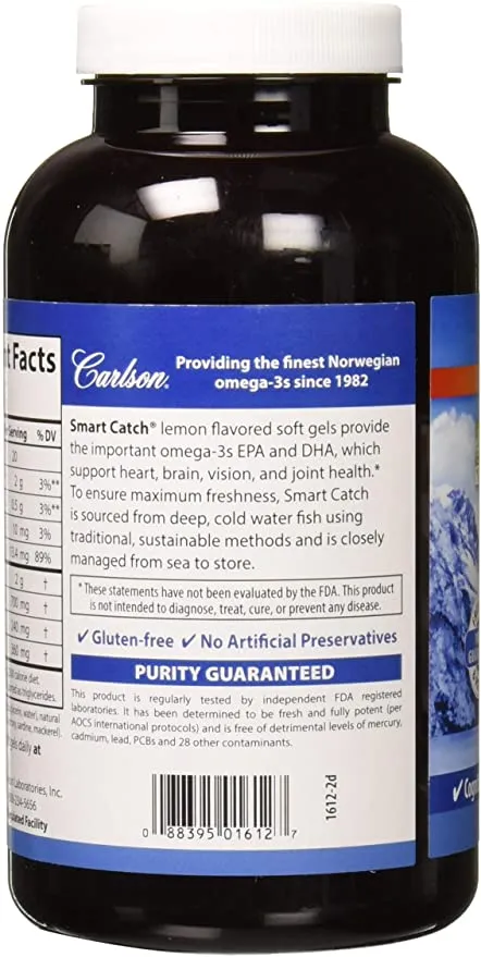 Carlson Teen's Smart Catch® Natural Lemon, 700 mg, 180 Softgels