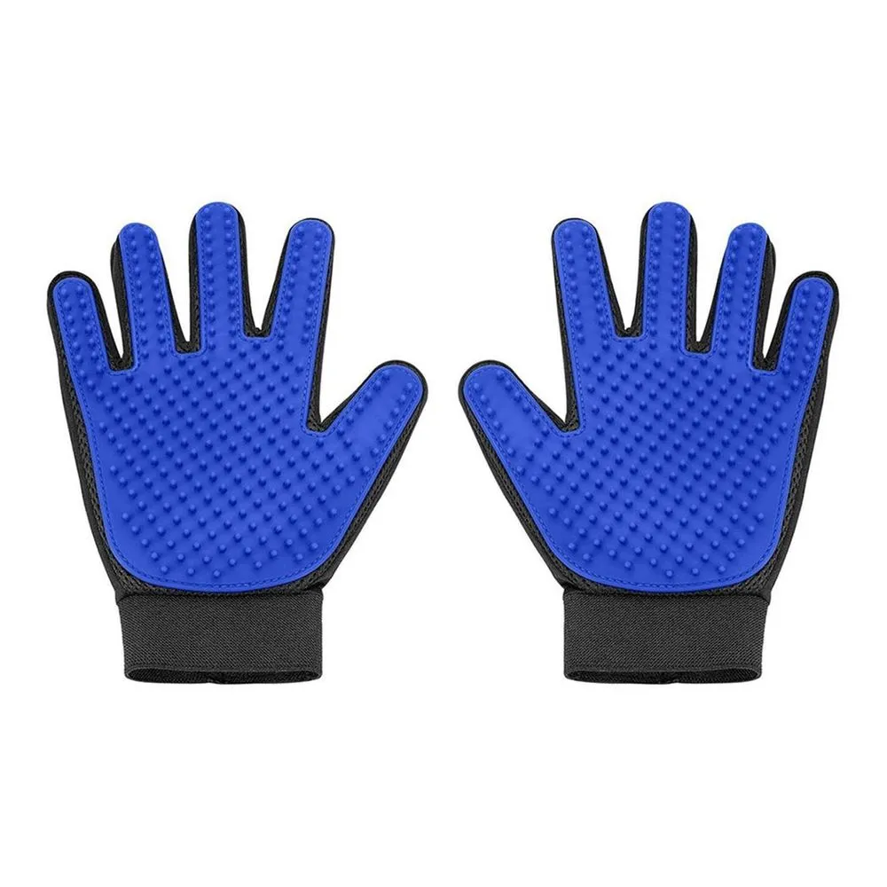 Cat And Dog Grooming Gloves 1 Pair - Blue