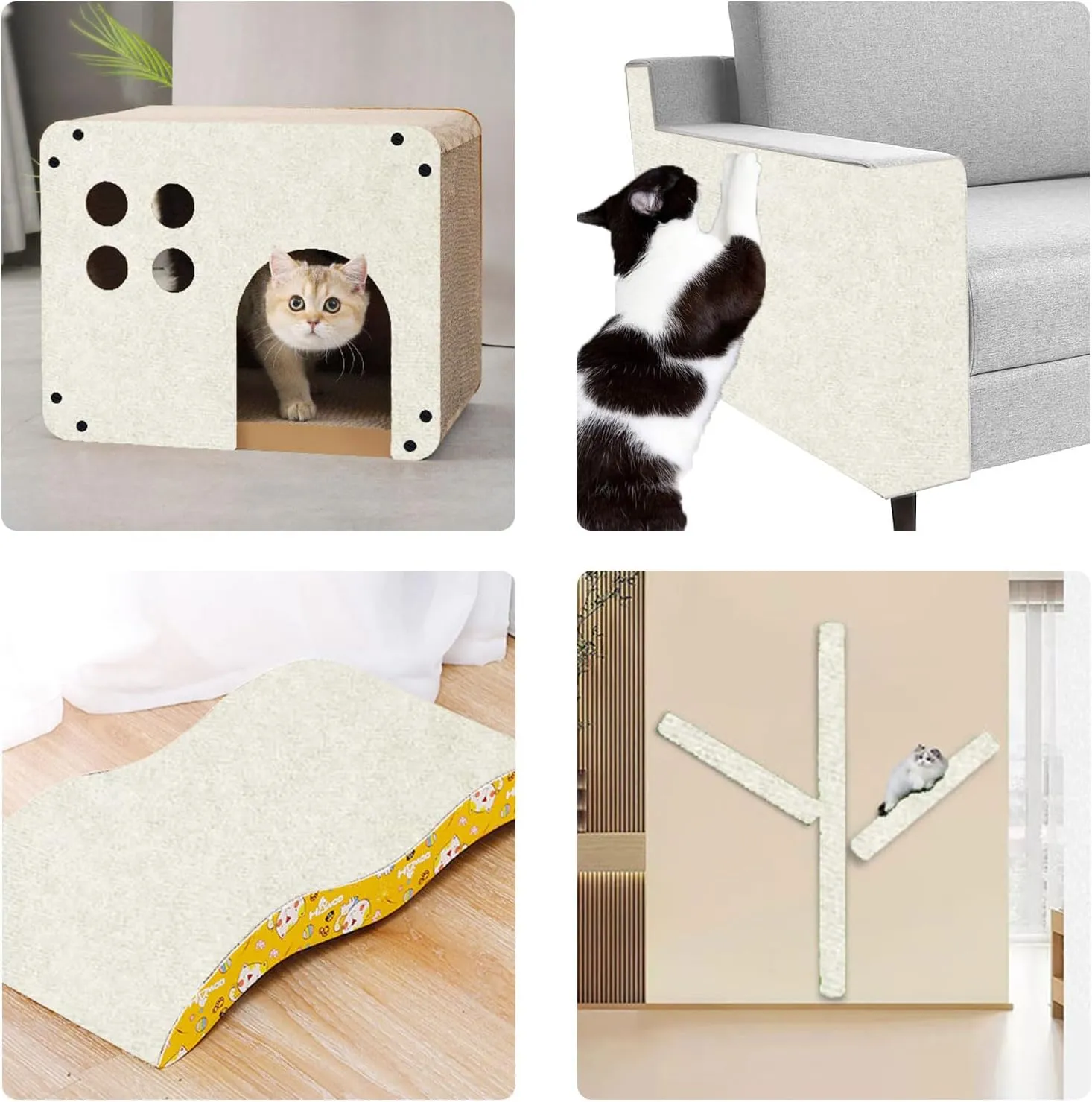 Cat Scratch Couch Furniture Protector, Adhesive Cat Scratch Pad Deterrent for Furniture, DIY Climbing Cat Scratcher Couch Protector from Cat Claws Scratching for Indoor (OffWhite, 39.3x15.8Inch)