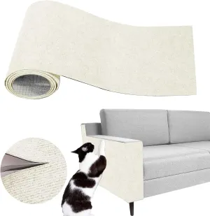 Cat Scratch Couch Furniture Protector, Adhesive Cat Scratch Pad Deterrent for Furniture, DIY Climbing Cat Scratcher Couch Protector from Cat Claws Scratching for Indoor (OffWhite, 39.3x15.8Inch)
