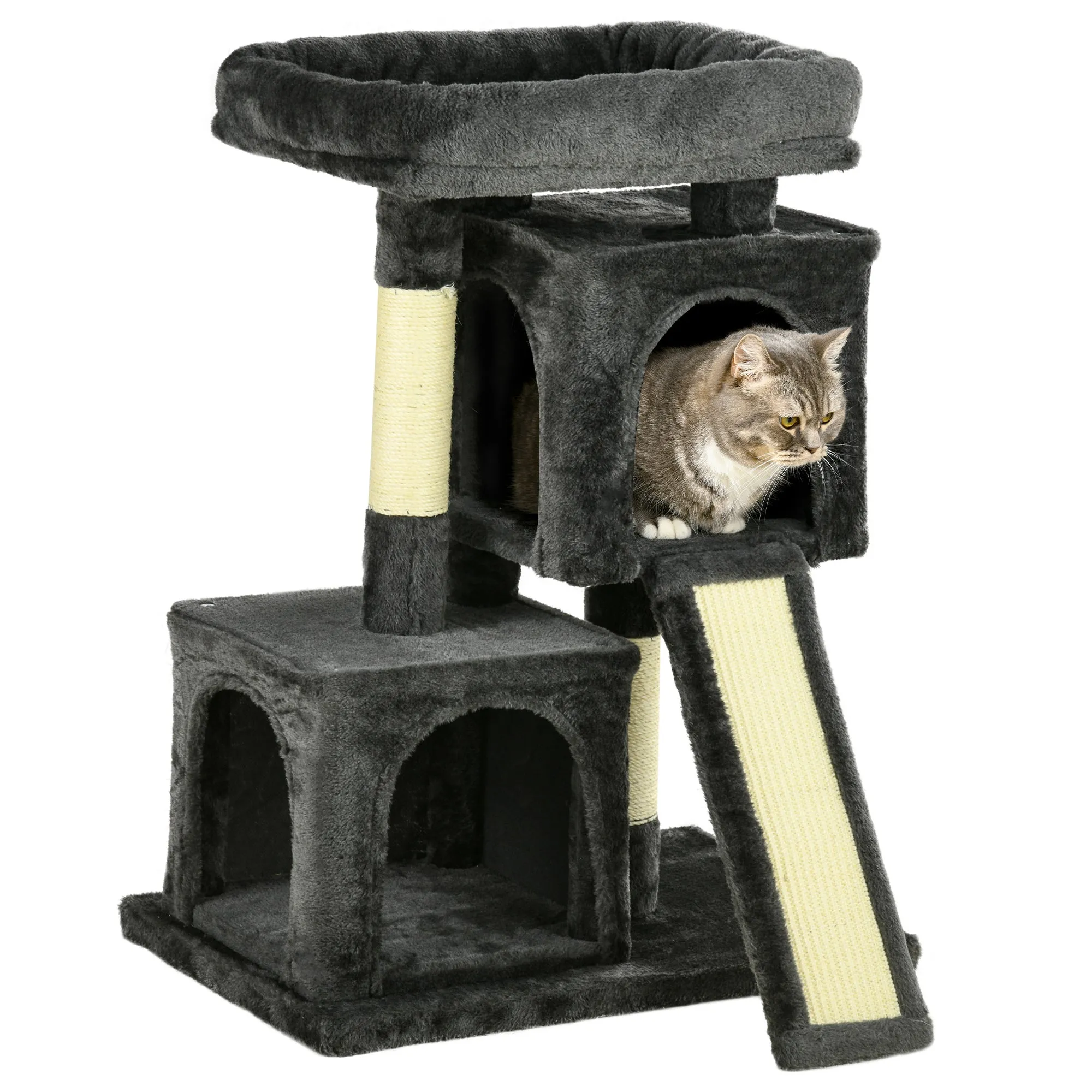 Cat Tree for Indoor Cats 83cm Cat Scratching Post Scratch Board Kitten Tower Climbing Frame Black