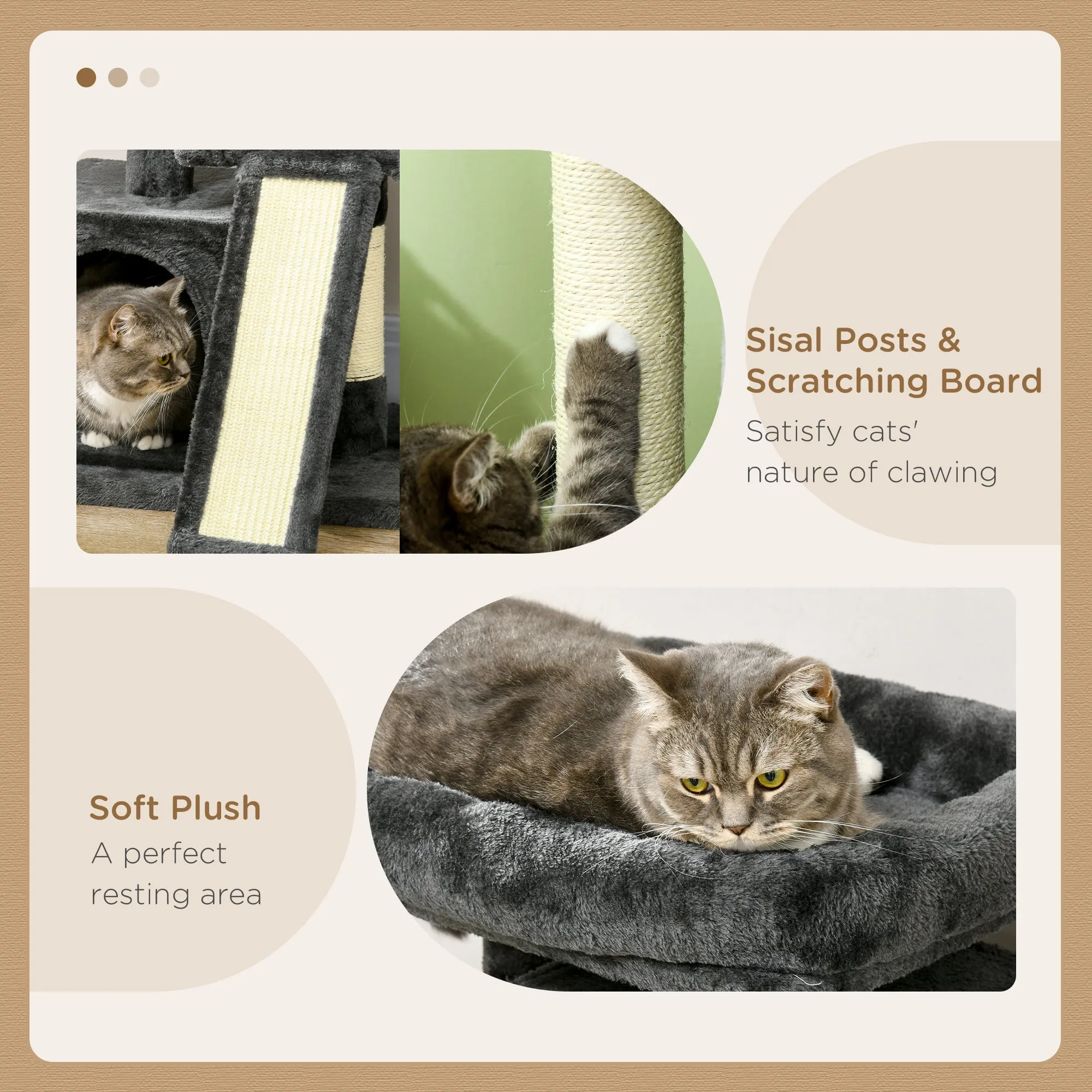 Cat Tree for Indoor Cats 83cm Cat Scratching Post Scratch Board Kitten Tower Climbing Frame Black