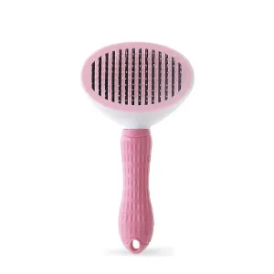 Coarse needle pink Pet self-cleaning comb, grooming steel needle dog comb, massage hair removal comb AZ15440