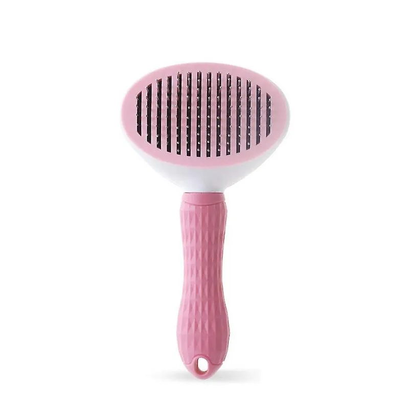 Coarse needle pink Pet self-cleaning comb, grooming steel needle dog comb, massage hair removal comb AZ15440
