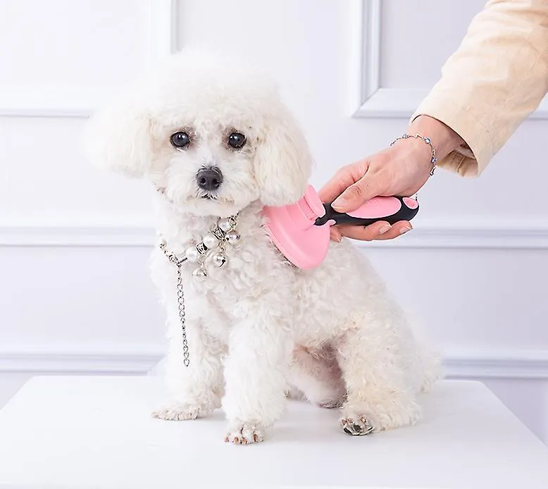 Coarse needle pink Pet self-cleaning comb, grooming steel needle dog comb, massage hair removal comb AZ15440