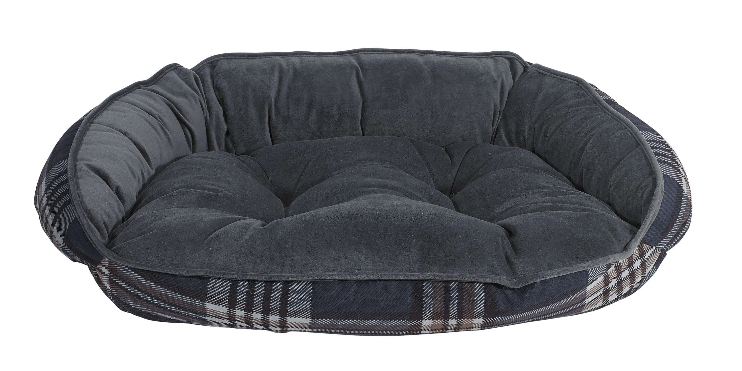 Crescent Dog Bed - Greystone Tartan