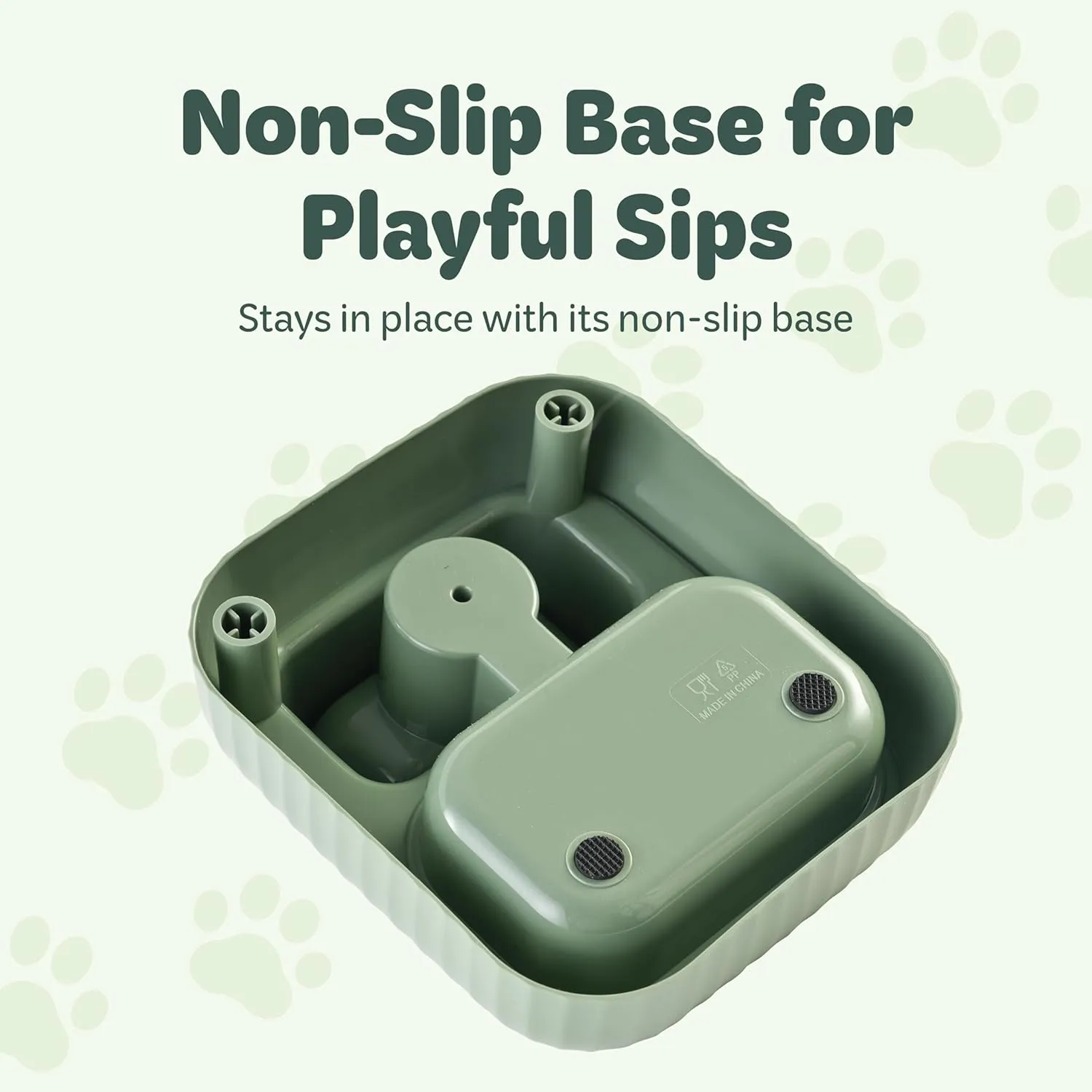 Desired Things Gravity Pet Water Dispenser with Filter, Automatic Cat & Small Dog Bowl Dispenser with Non Slip Base, 17.5 oz Water Storage Capacity, Portable & Convenient - Green