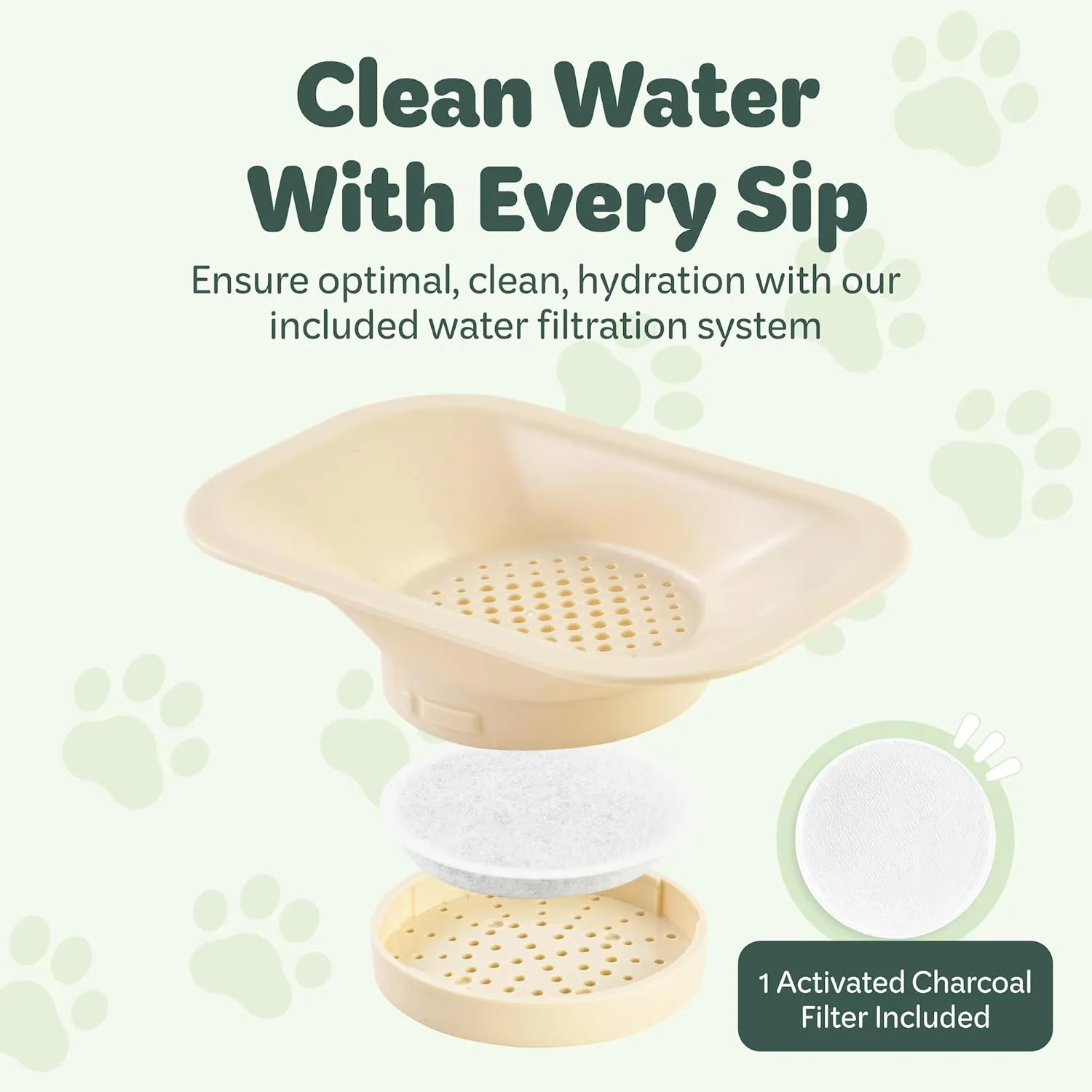 Desired Things Gravity Pet Water Dispenser with Filter, Automatic Cat & Small Dog Bowl Dispenser with Non Slip Base, 17.5 oz Water Storage Capacity, Portable & Convenient - Green