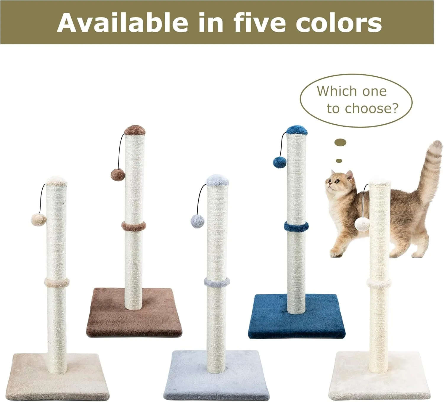 Dimaka 29" Height Tall Cat Scratching Post, Claw Scratcher with Sisal Rope and Covered with Soft Smooth Plush, Vertical Scratch [Full Strectch] for Standard Size Cats(Grey, 29 inches for All Cats)
