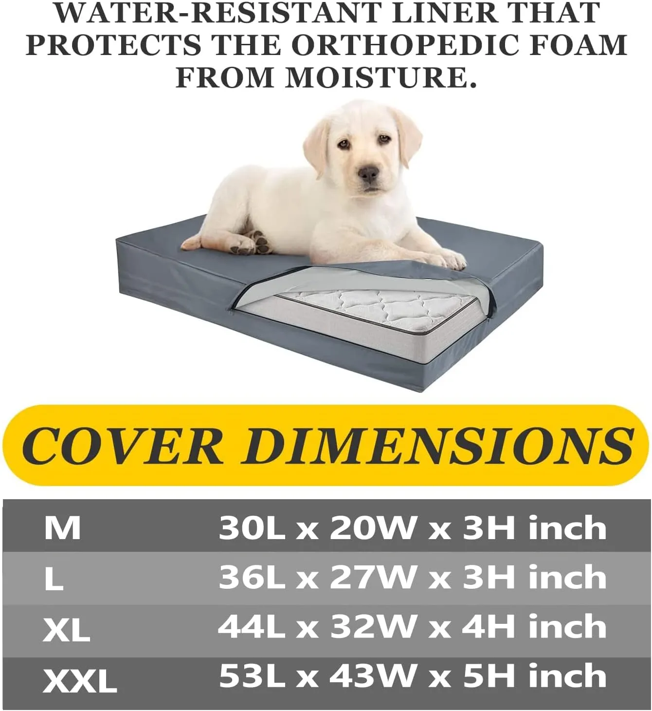 Dog Bed Covers 36L  27W  3H Inch Washable Grey Thickened Waterproof Oxford Fabric with Handles and Zipper Reusable Dog Bed Liner for Medium 50-55 Lbs Dog