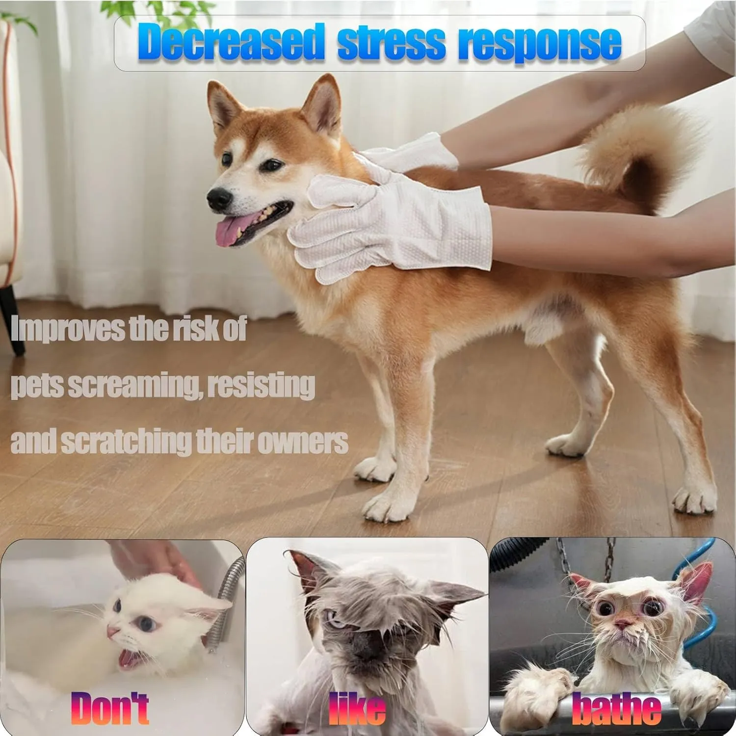 Dog Glove Wipes, Dog Wipes for Paws and Butt,Cleaning & Deodorizing, Grooming Glove Wipes for cat, Pet Cleaning Wipes, Gentle - Hypoallergenic, Daily Clean, Smooth Fur -12PCS