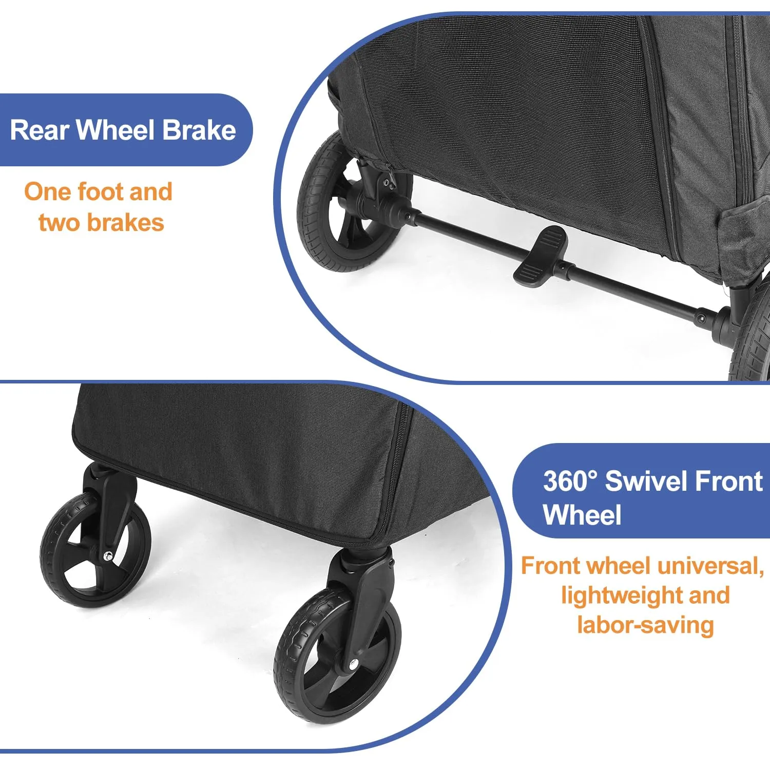 Dog Stroller Pet, Foldable Cart with 4 Wheels, Mesh Skylight Pet Stroller for Small to Large Dogs and Other Pet Travel, Storage Space Pet Can Easily Walk Outoor (Black)