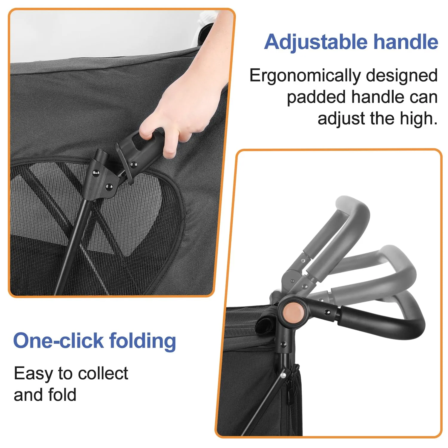 Dog Stroller Pet, Foldable Cart with 4 Wheels, Mesh Skylight Pet Stroller for Small to Large Dogs and Other Pet Travel, Storage Space Pet Can Easily Walk Outoor (Black)