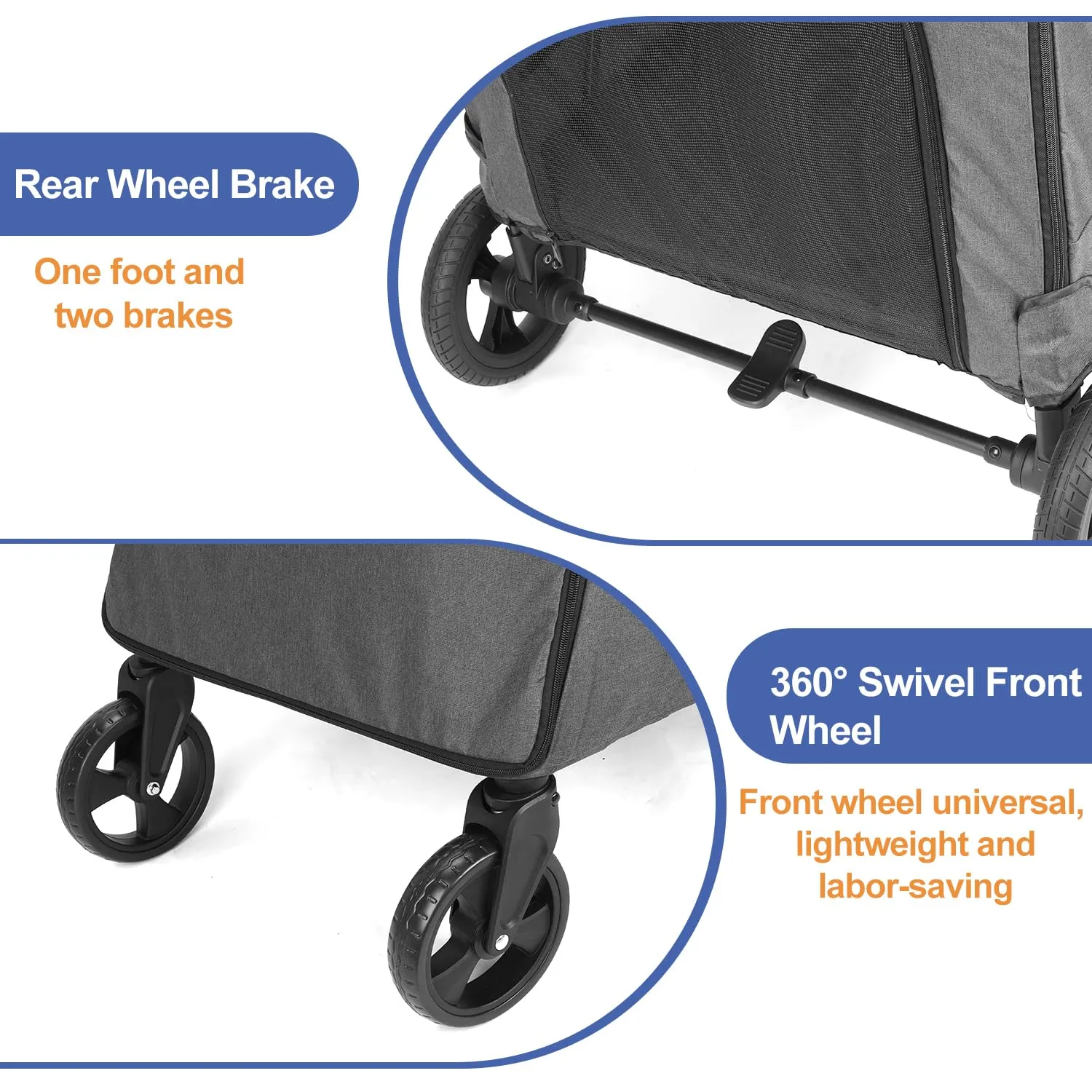 Dog Stroller Pet, Foldable Cart with 4 Wheels, Mesh Skylight Pet Stroller for Small to Large Dogs and Other Pet Travel, Storage Space Pet Can Easily Walk Outoor (Dark Grey)