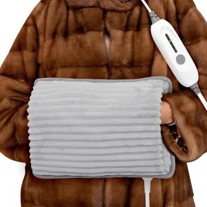 Electric Hand Warmer, Soft Flannel Heated Gloves, Hand Warmer Pouch, Heating Pad for Hands Pain Relief Fingers Arthritis for Women Men Elder Xmas Gifts, Auto Off & 3 Levels, Grey