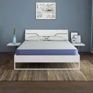 Grande Wood and Metal Hybrid Bed (White)   Plus Memory Foam Mattress (Queen)