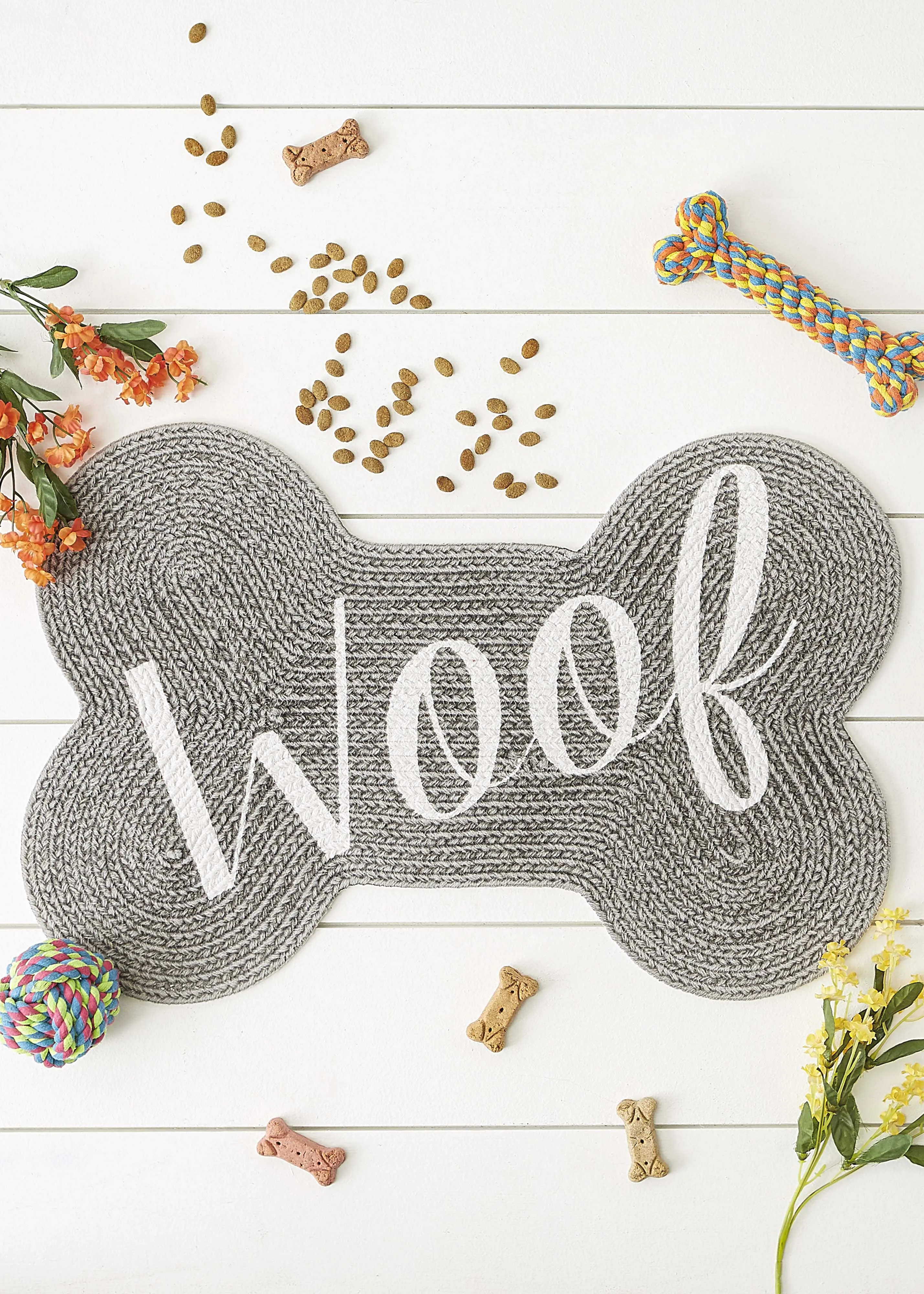 Gray Woof Bone Shaped Pet Mat 16X24