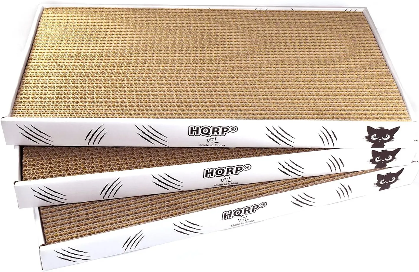 HQRP 3-pack Large Cat Scratcher Cardboard 17.5"x9.5" Cat Scratcher Box, Reversible Cat Scratch Pad Board, Wide Flat Scratching Pad for Cats, Corrugated Scratch Bed, Cardboard Scratcher for Indoor Cats