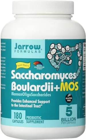Jarrow Formulas Saccharomyces Boulardii Probiotics   MOS 5 Billion CFU Probiotic Yeast for Intestinal Health Support, Gut Health Supplements for Women and Men, 180 Veggie Capsules, 180 Day Supply in Pakistan