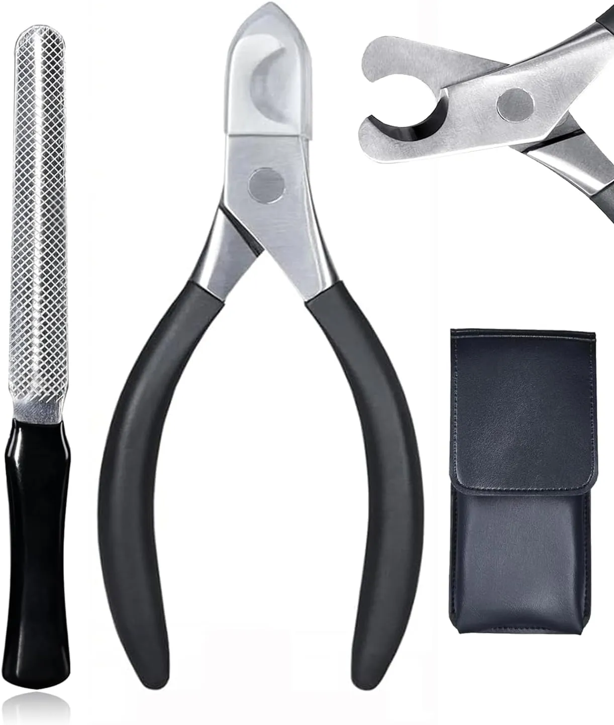 Large Dog Nail Clippers and File Set for Thick Nails Heavy Duty 420 Stainless Steel Grooming Kit, Anti-Slip Handle &PU Leather Case Safe Trimming for Giant Breeds