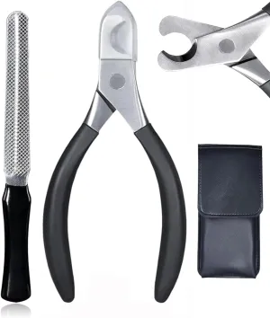 Large Dog Nail Clippers and File Set for Thick Nails Heavy Duty 420 Stainless Steel Grooming Kit, Anti-Slip Handle &PU Leather Case Safe Trimming for Giant Breeds