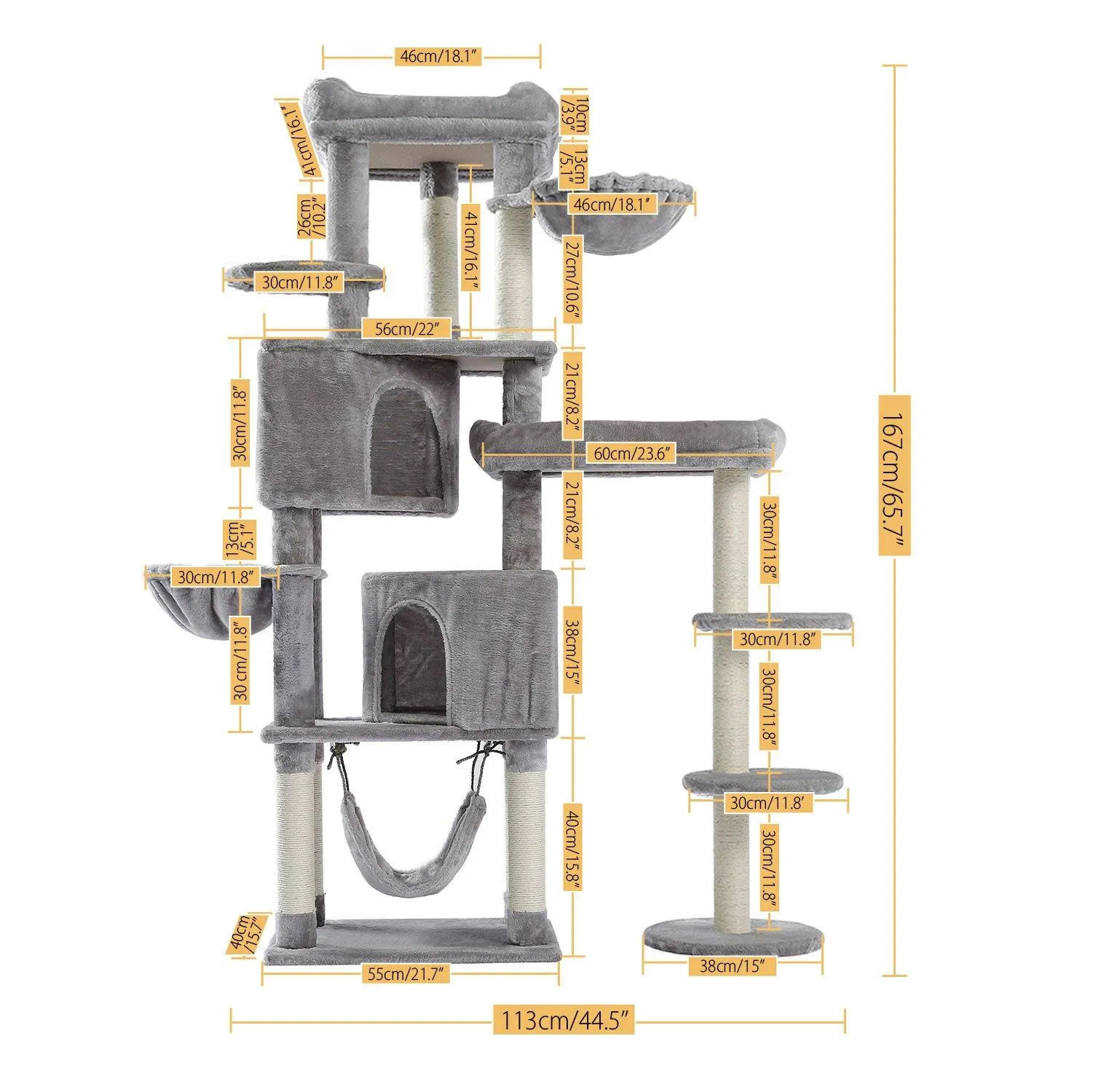 Large Grey Cat Scratching Post